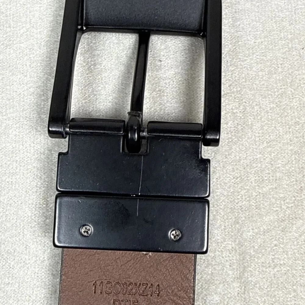 Guess Reversible Belt Black Brown Mens Sz L 38-40 Faux Leather 1 3/8